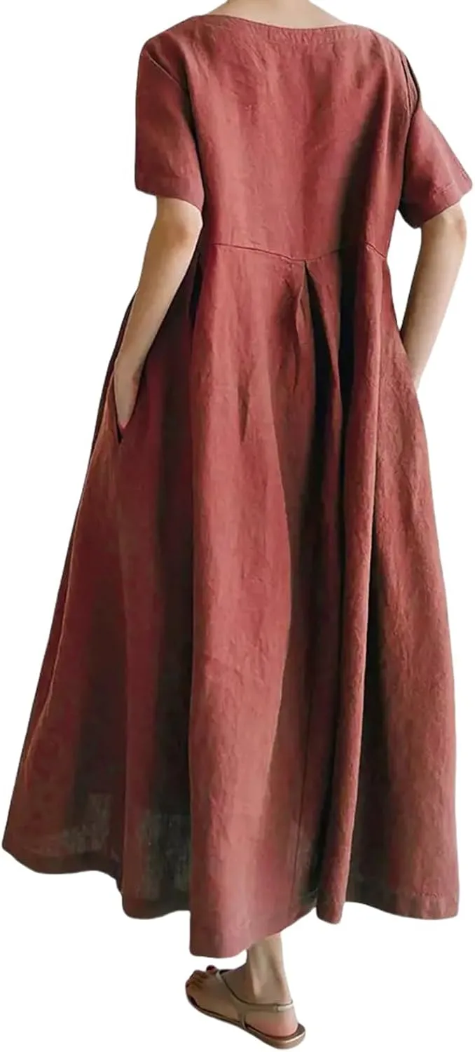 Womens Plus Size Dresses Flowy Maxi Dress Casual Summer Long Dress Loose Fit Ruffle Hem Flowy Japanese Beach Sundress