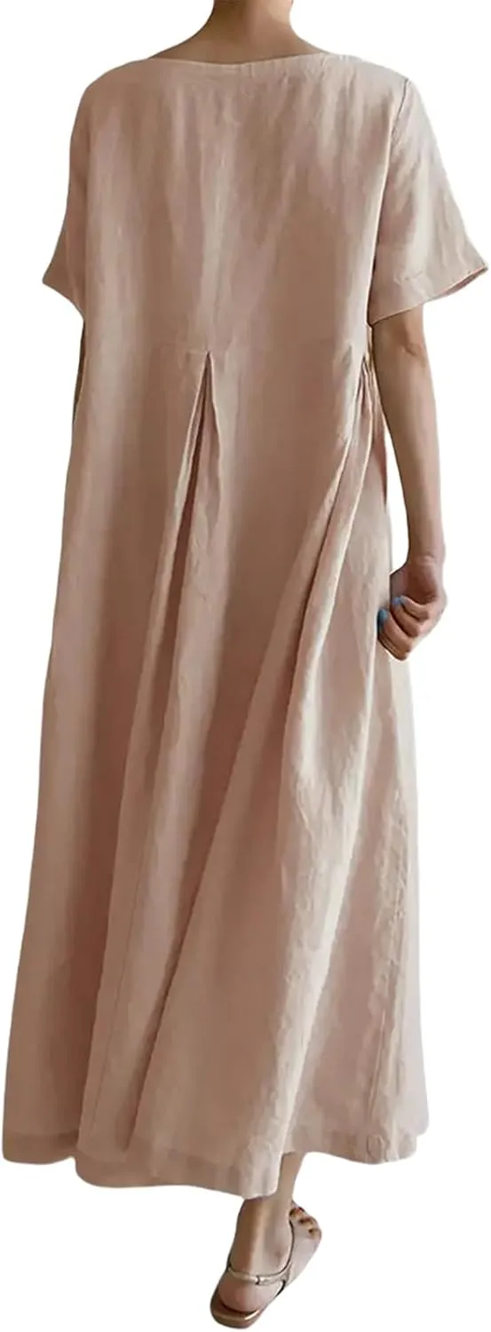 Womens Plus Size Dresses Flowy Maxi Dress Casual Summer Long Dress Loose Fit Ruffle Hem Flowy Japanese Beach Sundress