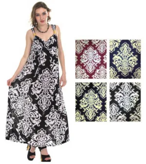 women's plus size long sundresses - ornate prints (2x - 4x) Case of 36