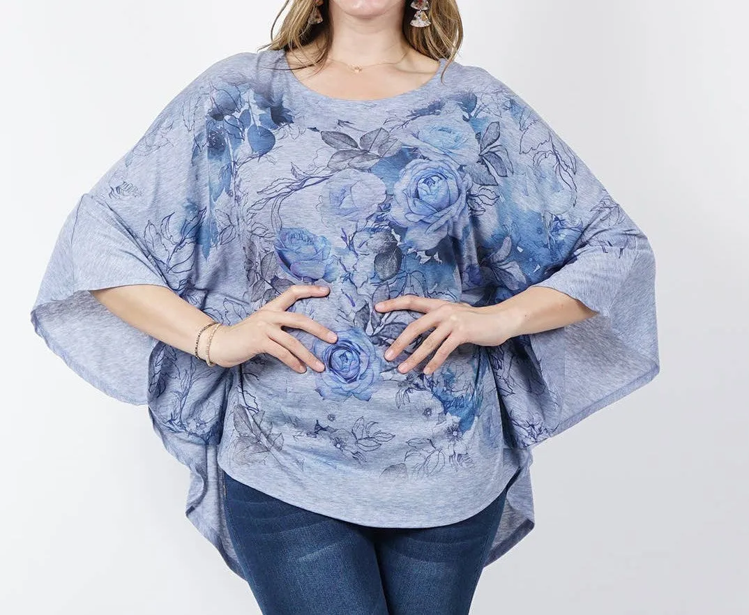 Women's Plus Size Sublimation Floral Print Tunic