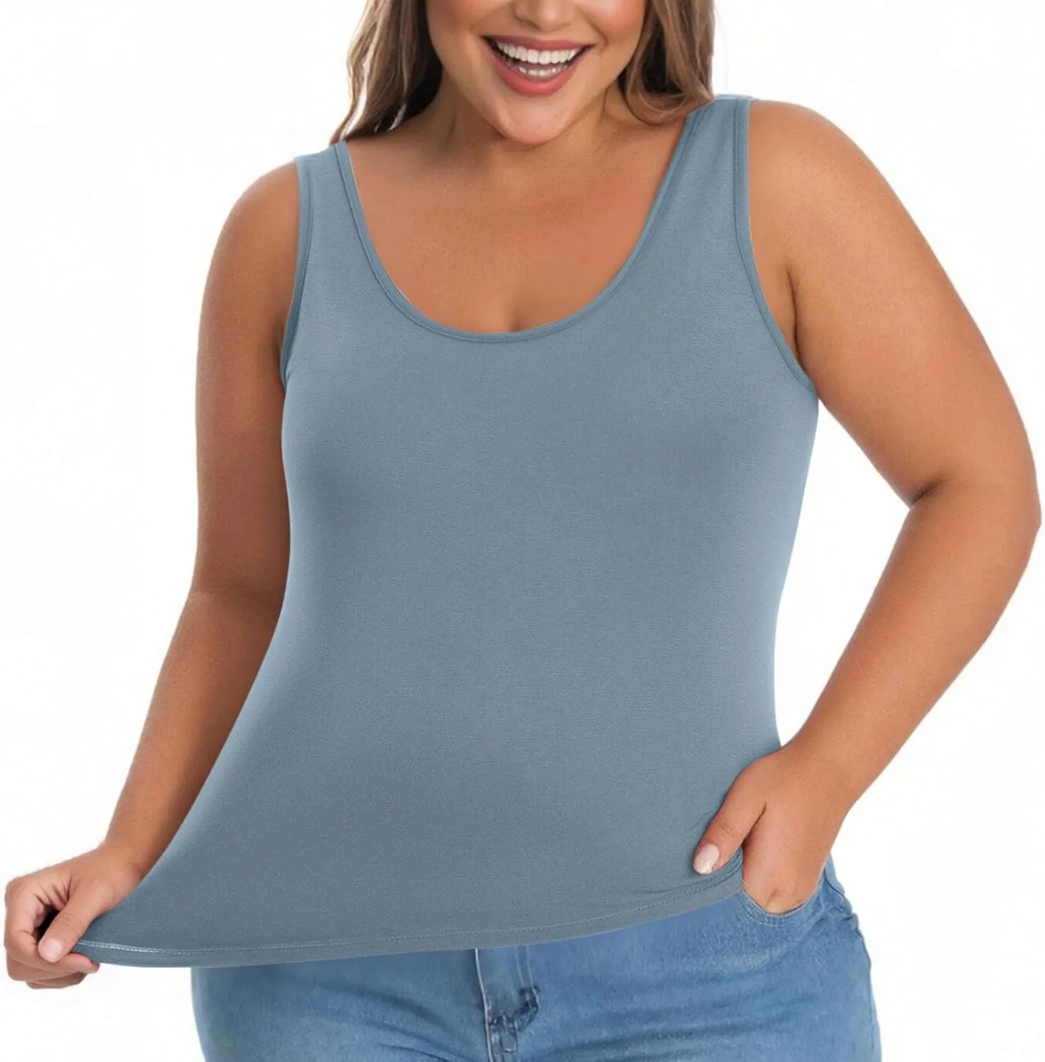 Womens Plus Size Tank Tops with Built in Bra, Padded Camisole Shelf Bra Workout Yoga Shirt Casual Basic Undershirt