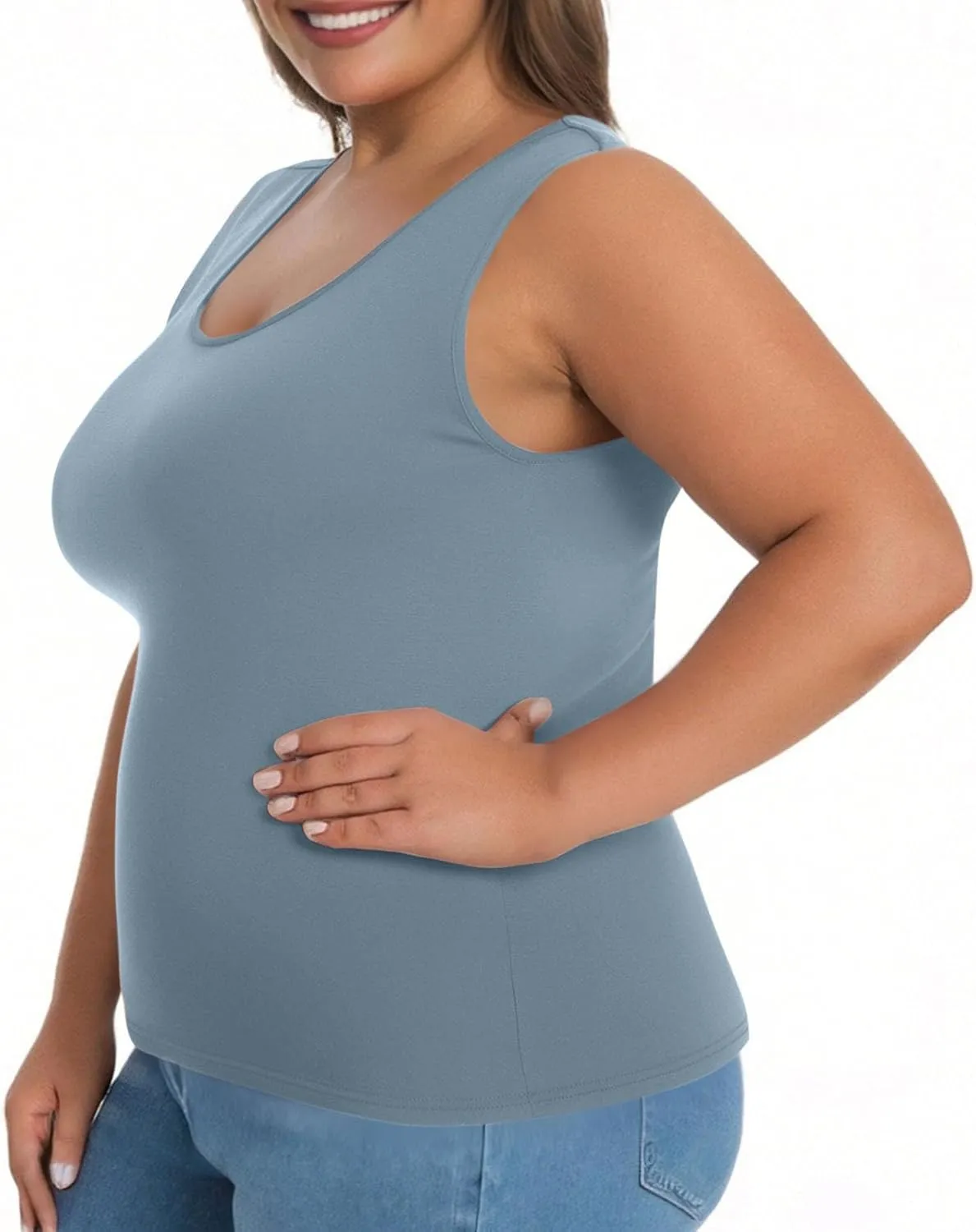 Womens Plus Size Tank Tops with Built in Bra, Padded Camisole Shelf Bra Workout Yoga Shirt Casual Basic Undershirt