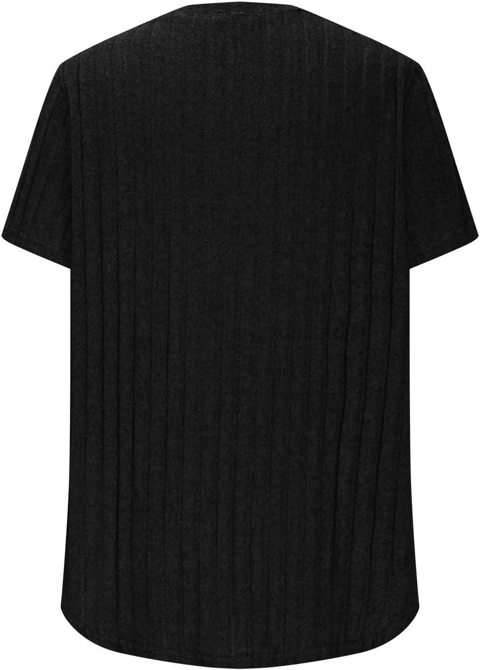 Womens Plus Size Tops Summer Short Sleeve V-Neck Casual Loose Solid Ribbed Knit Basic Tee Shirt