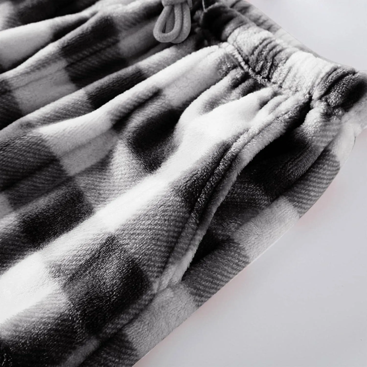 Women's Plush Pajama Pants Soft Sleepwear Silky Fleece Buffalo Plaid Pajama Pants Joggers Lounge Trousers with Pockets