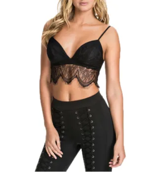 Women's Push Up Deep V Lace Backless Trim Bralette