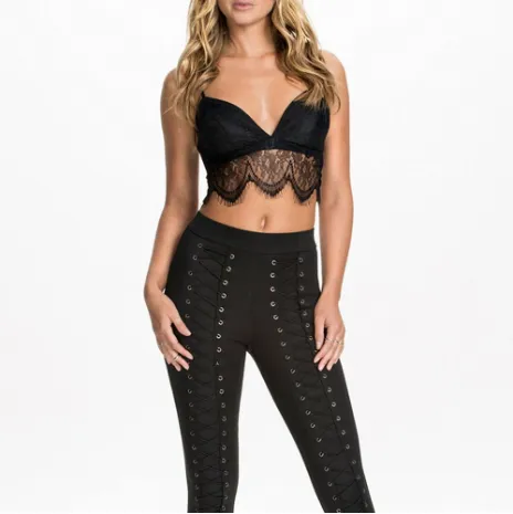 Women's Push Up Deep V Lace Backless Trim Bralette