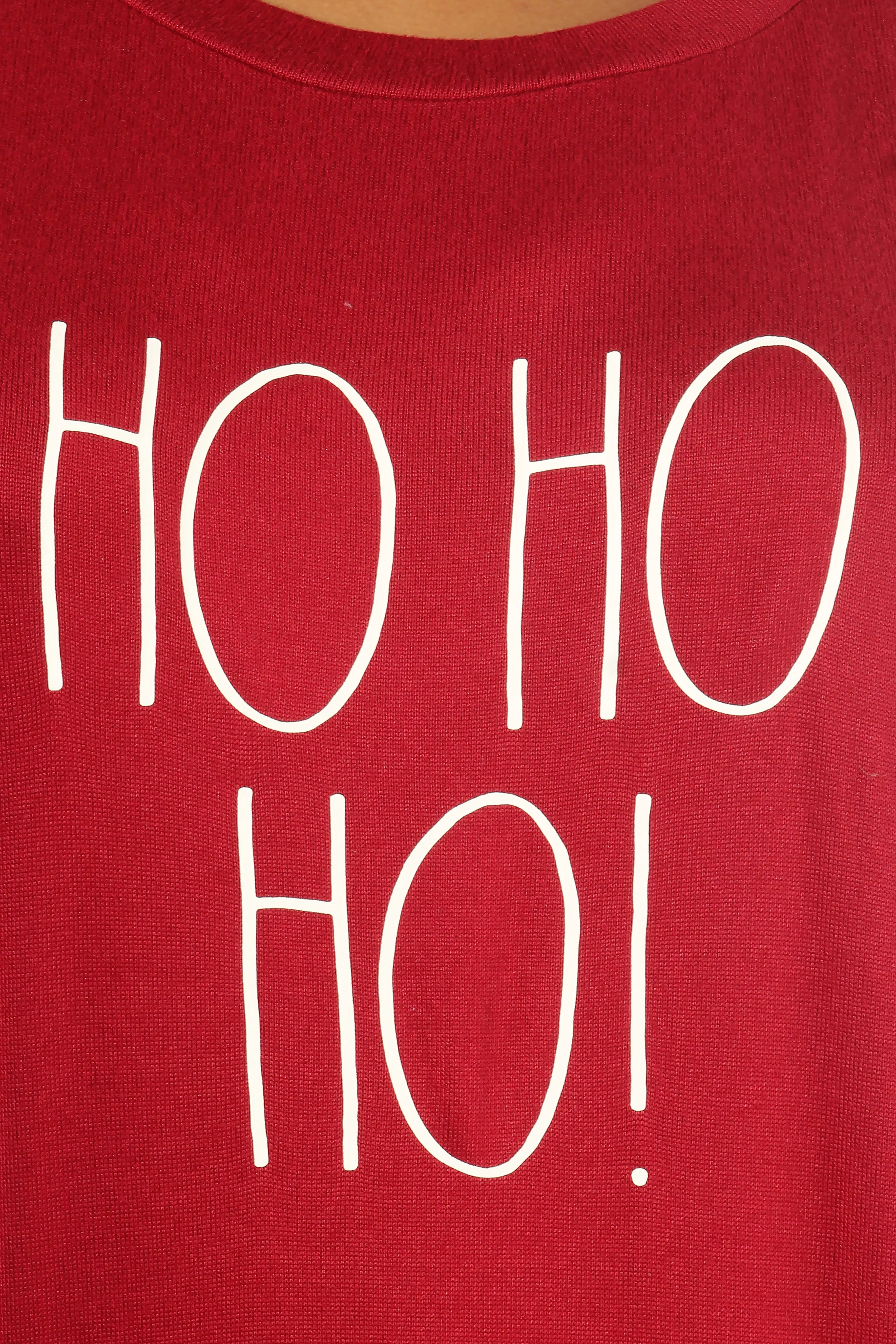 Women's "HO HO HO" Plus Size Hacci Long Sleeve Top and Jogger Pajama Set