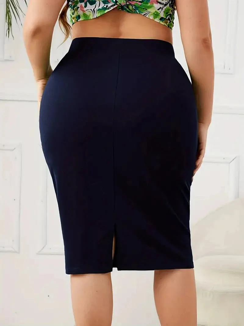 Women's Retro Split Fashion Designer High Waist Skirts (Plus Size)