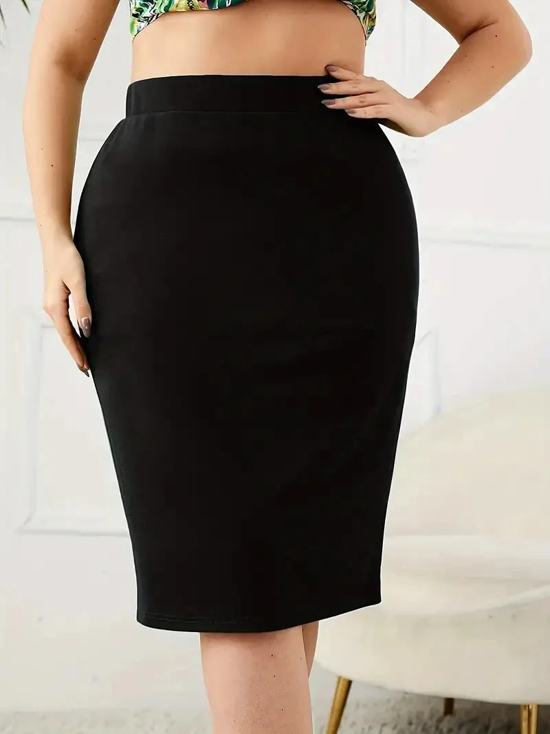 Women's Retro Split Fashion Designer High Waist Skirts (Plus Size)
