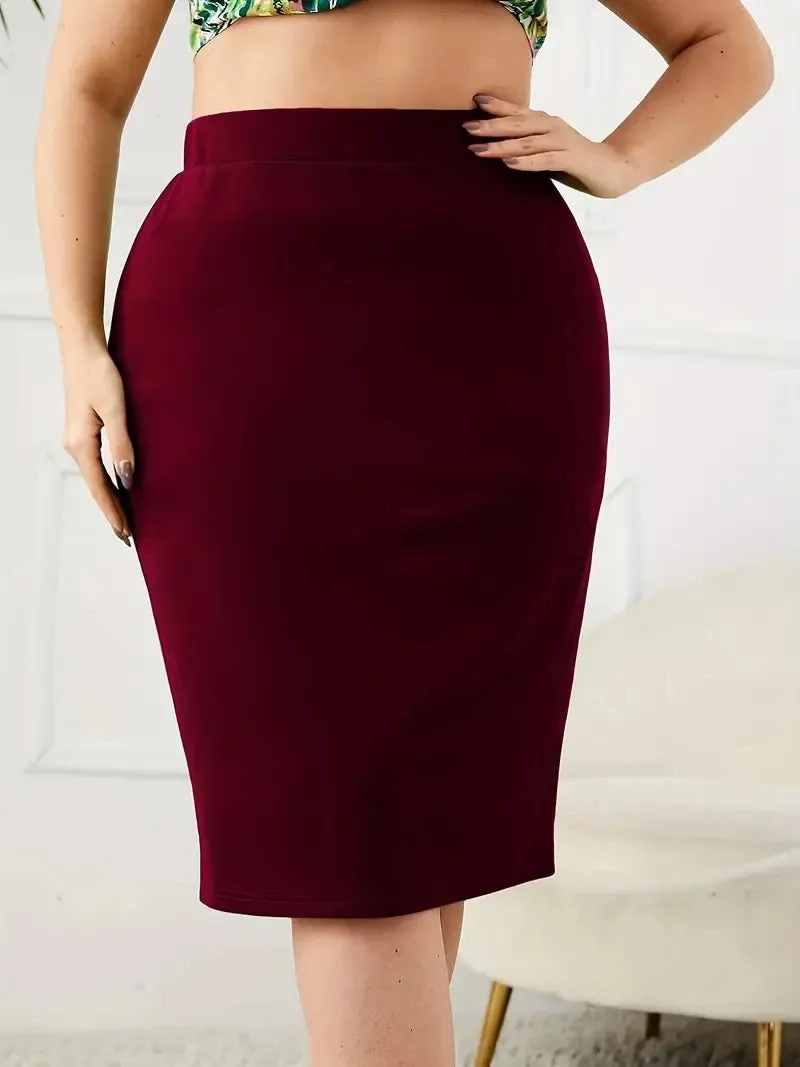 Women's Retro Split Fashion Designer High Waist Skirts (Plus Size)