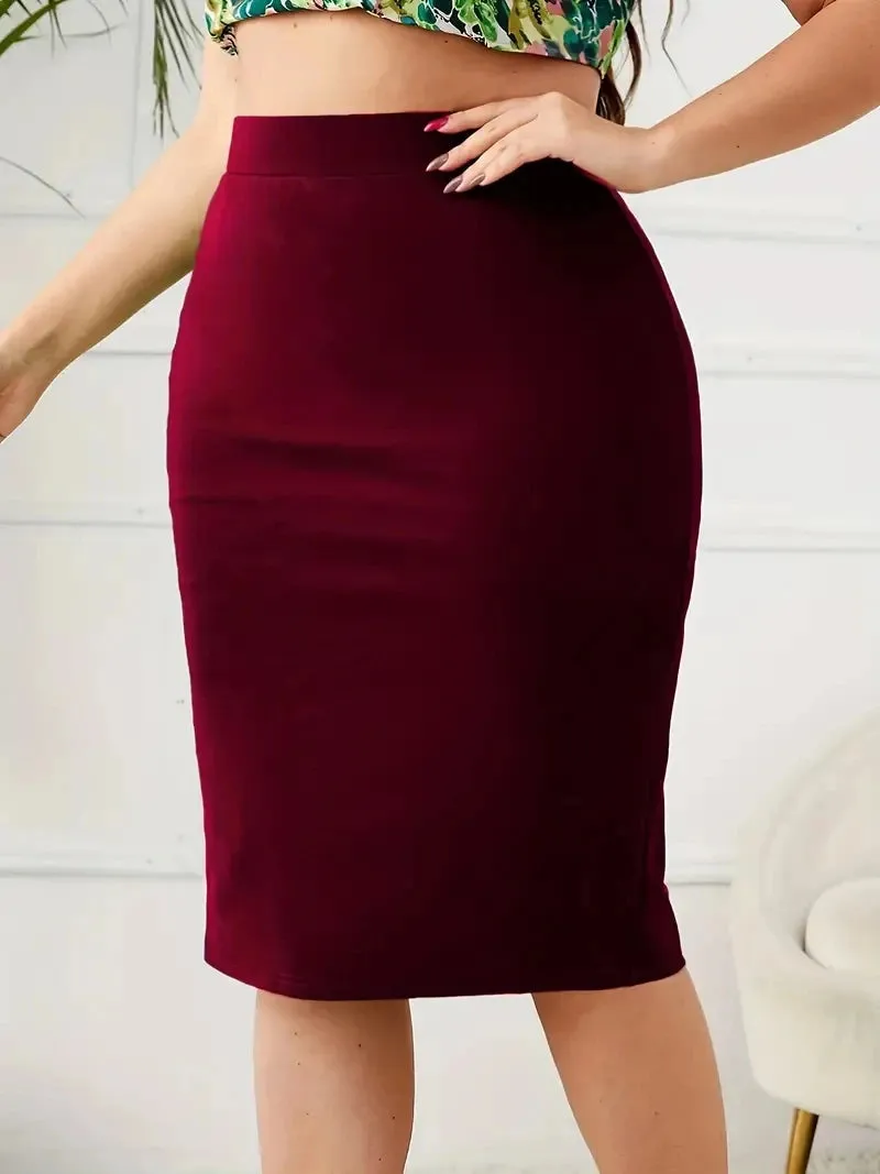 Women's Retro Split Fashion Designer High Waist Skirts (Plus Size)