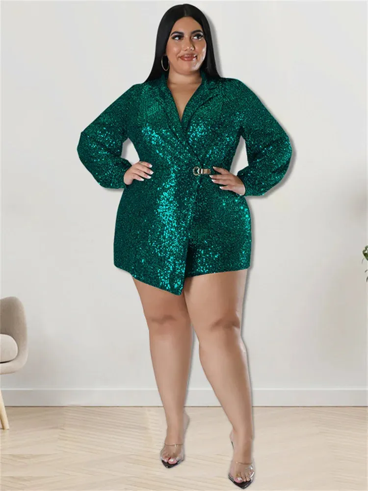 Women's Rompers 5XL Fashion Designer Wrap Jumpsuits (Plus Size)