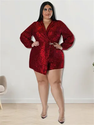 Women's Rompers 5XL Fashion Designer Wrap Jumpsuits (Plus Size)