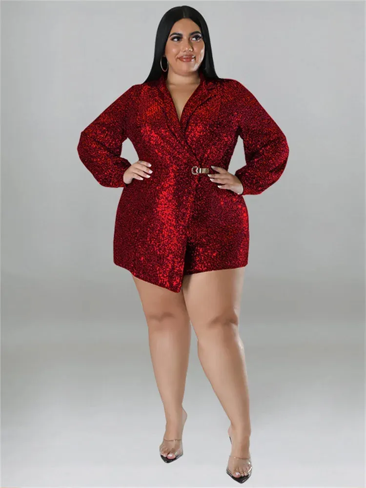 Women's Rompers 5XL Fashion Designer Wrap Jumpsuits (Plus Size)