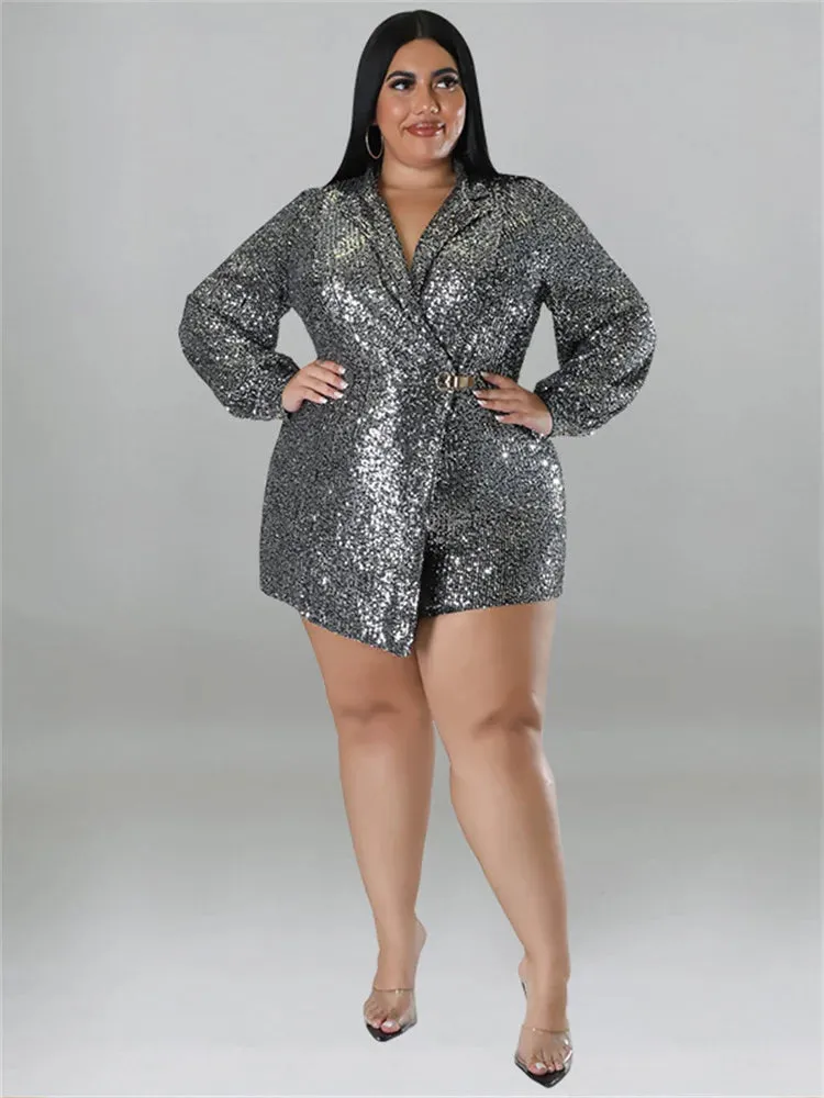 Women's Rompers 5XL Fashion Designer Wrap Jumpsuits (Plus Size)