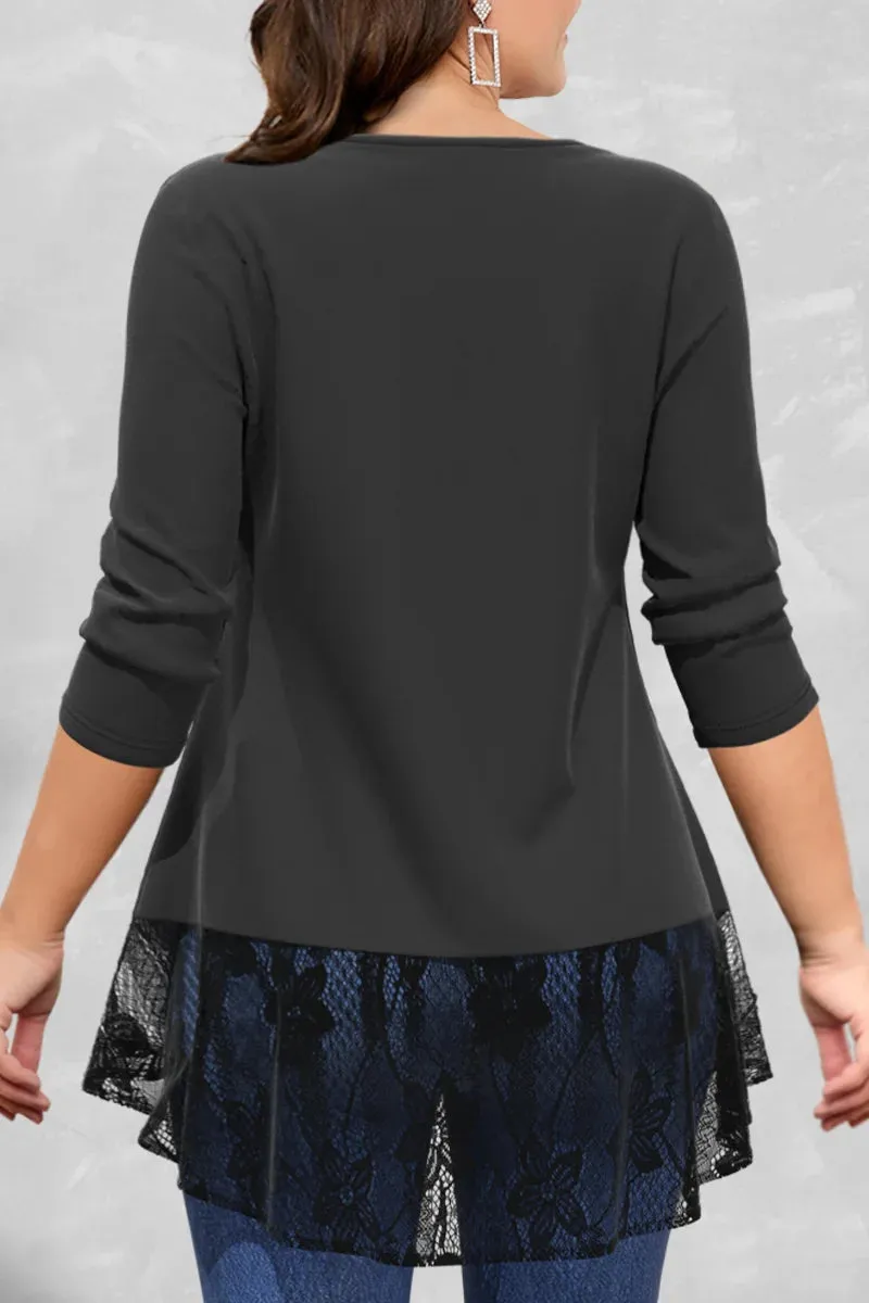 Women's Ruffle Lace 5XL Overlay Tops Fashion Designer T-Shirts (Plus Size)