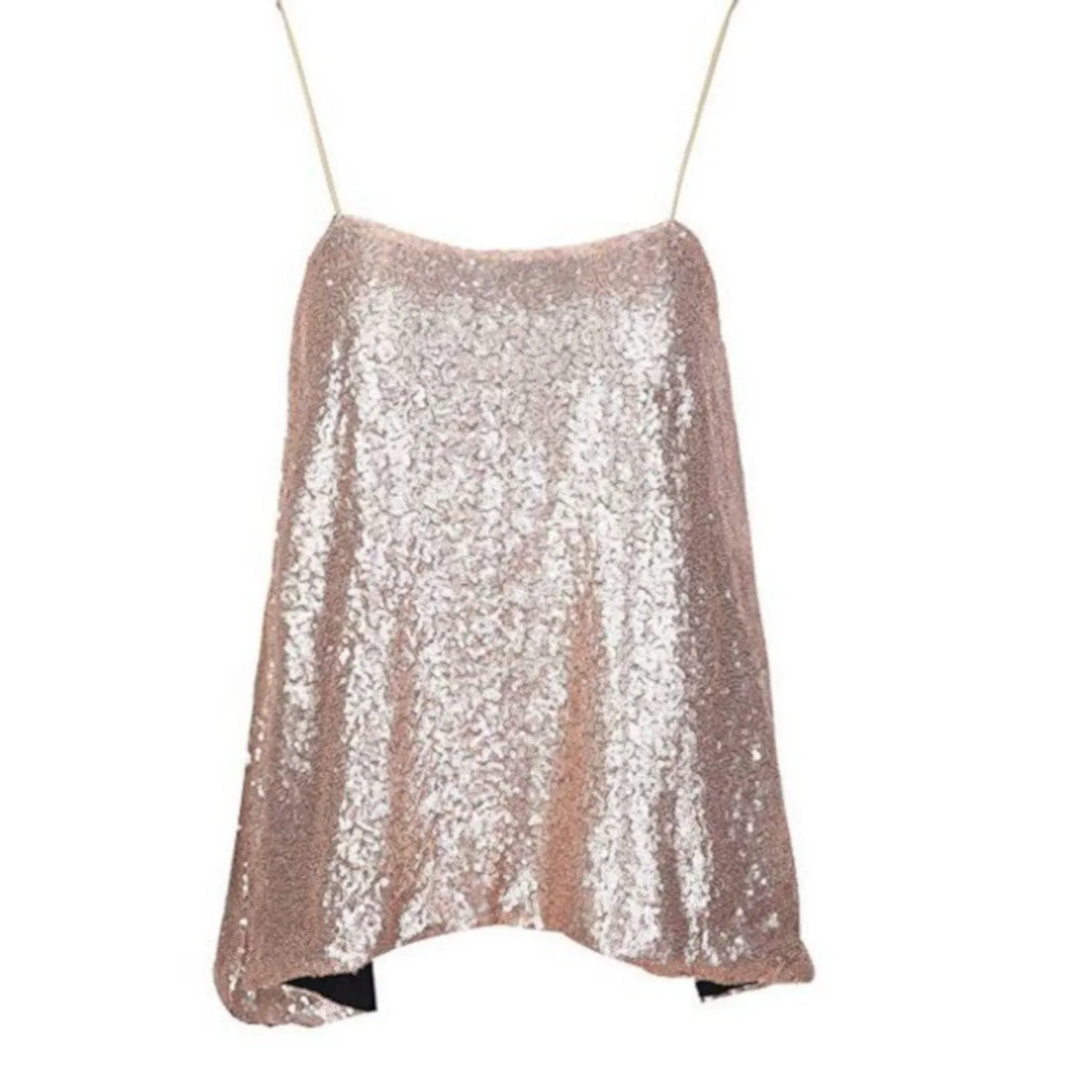 Women's Sexy Gold Sequin Spaghetti Strap Tank Top Camisole