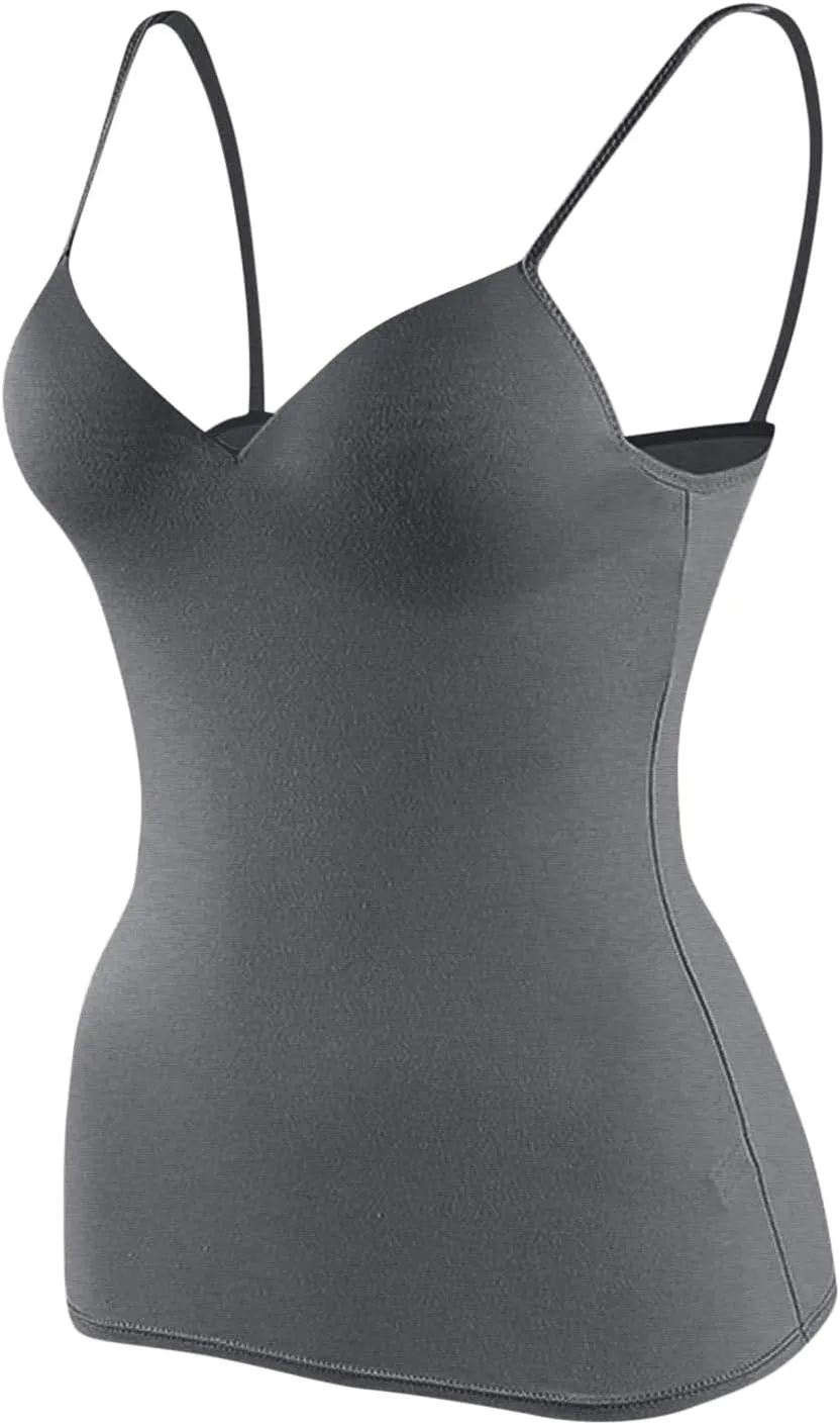 Women's Shelf Bra Camisole Tops Adjustable Spaghetti Strap Cami Tank Basic Cami Undershirt Sleeveless Underwear