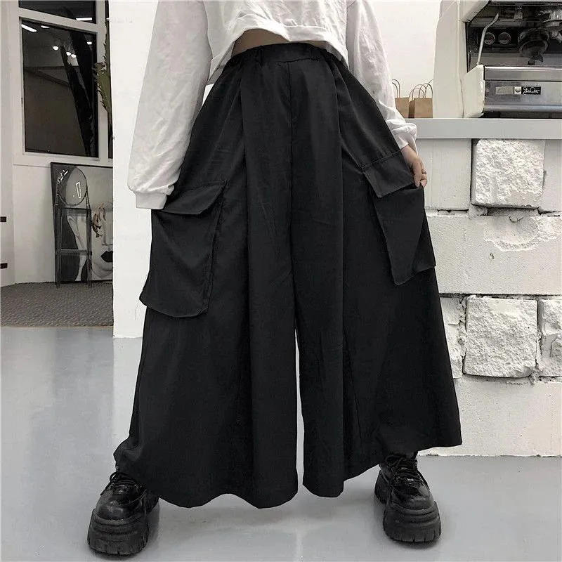 Women's Side Split 6XL Fashion Designer Pockets Pants (Plus Size)
