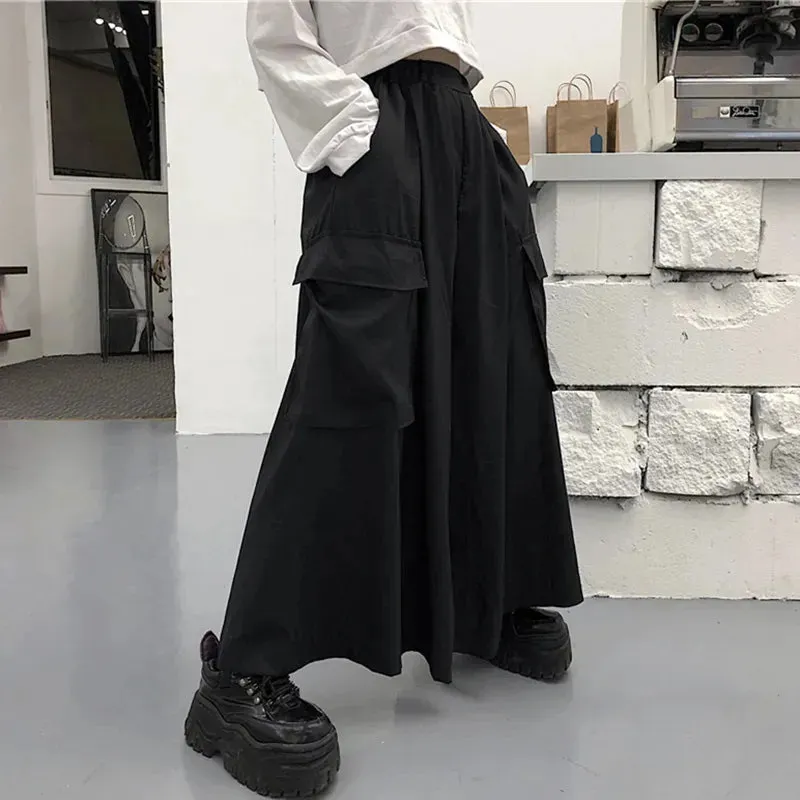 Women's Side Split 6XL Fashion Designer Pockets Pants (Plus Size)