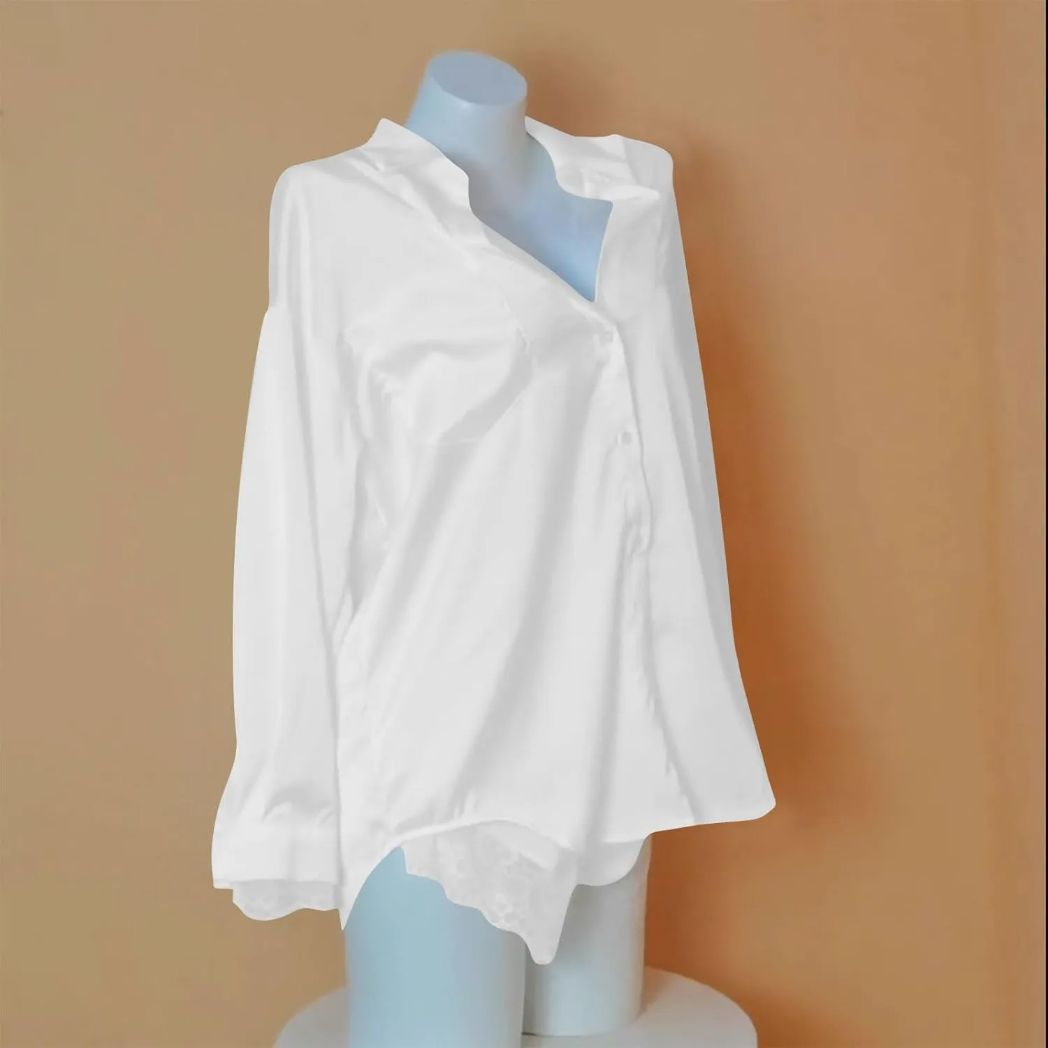 Womens Silk Satin Pajamas Set Oversized Loungewear Two-Piece Sleepwear Button-Down Long Sleeve Pj Lounge Lingerie Sets