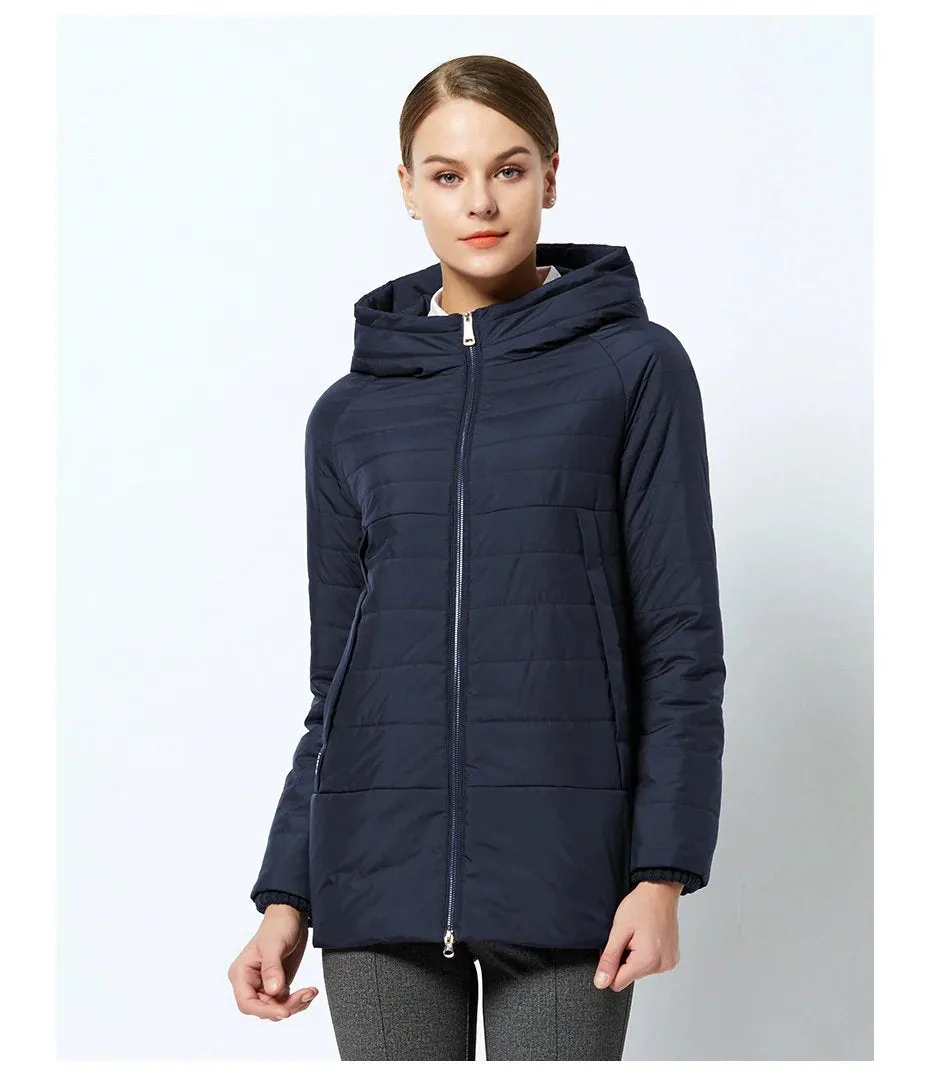 Women's Spring Thin Cotton-Padded Hooded Jacket