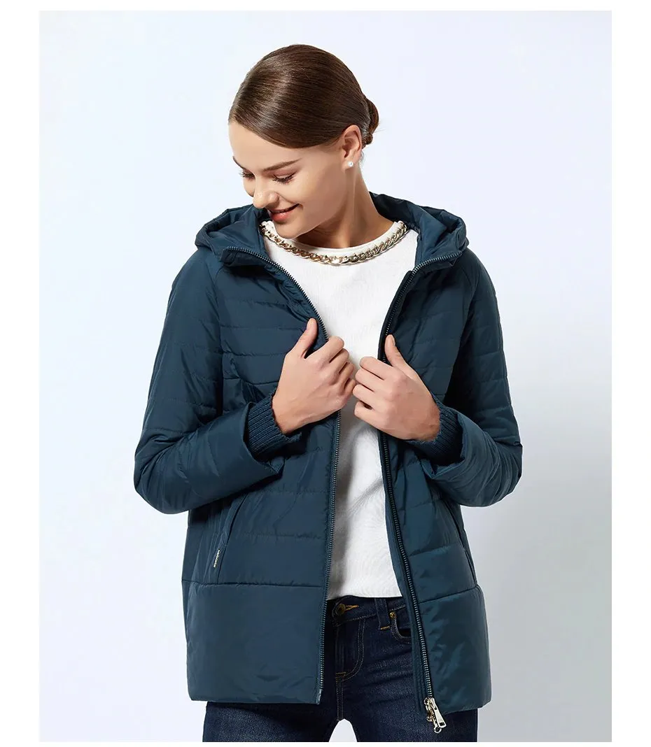 Women's Spring Thin Cotton-Padded Hooded Jacket