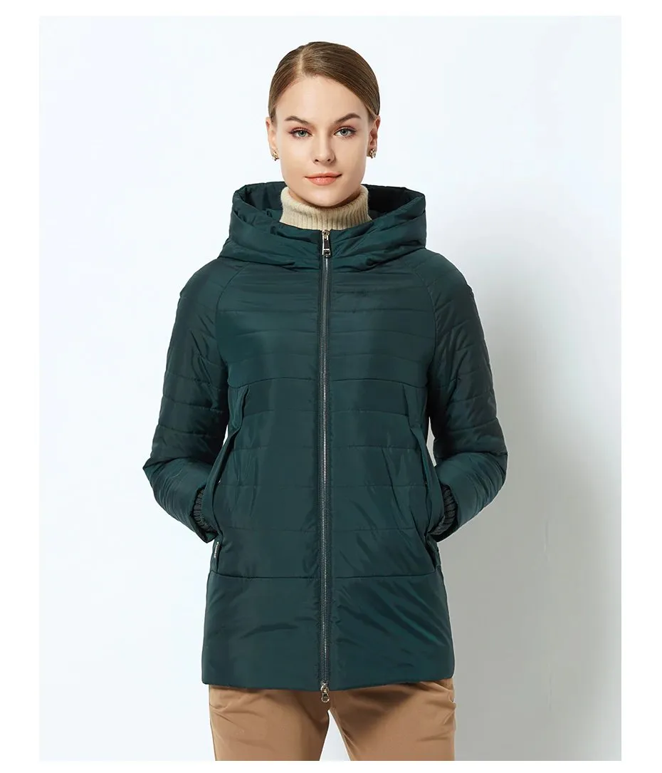 Women's Spring Thin Cotton-Padded Hooded Jacket