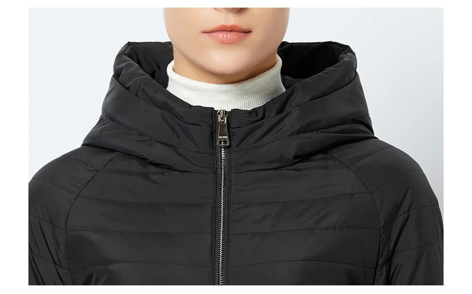 Women's Spring Thin Cotton-Padded Hooded Jacket