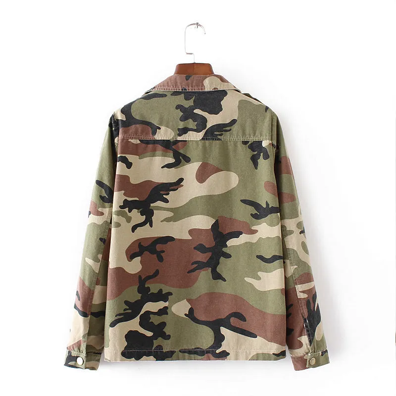 Women's Spring/Autumn Camouflage Loose Jacket