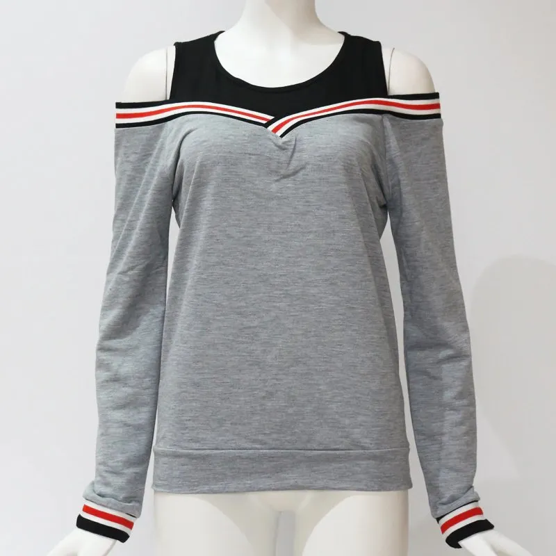 Women's Spring/Autumn Casual Long-Sleeved Off Shoulder Sweatshirt