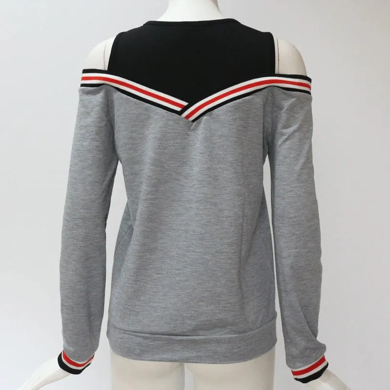 Women's Spring/Autumn Casual Long-Sleeved Off Shoulder Sweatshirt