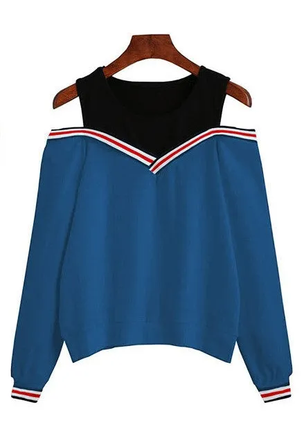 Women's Spring/Autumn Casual Long-Sleeved Off Shoulder Sweatshirt