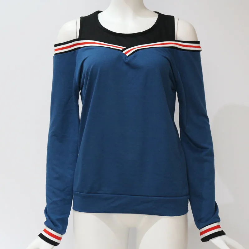 Women's Spring/Autumn Casual Long-Sleeved Off Shoulder Sweatshirt
