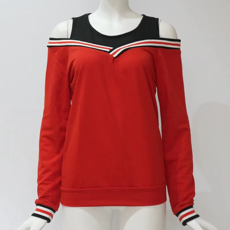 Women's Spring/Autumn Casual Long-Sleeved Off Shoulder Sweatshirt