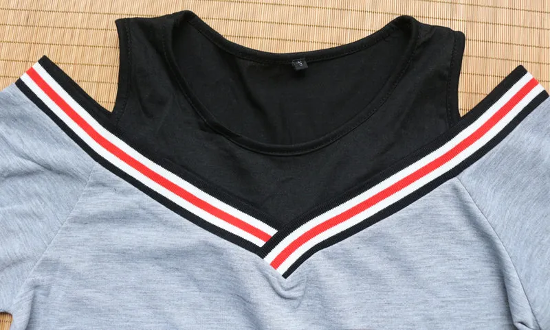 Women's Spring/Autumn Casual Long-Sleeved Off Shoulder Sweatshirt