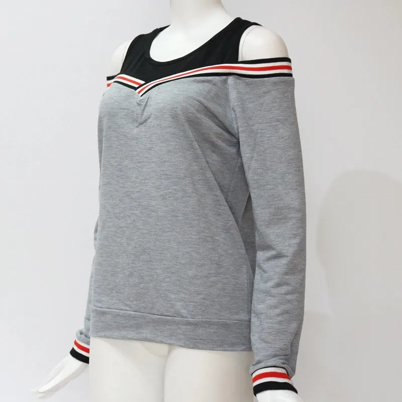 Women's Spring/Autumn Casual Long-Sleeved Off Shoulder Sweatshirt