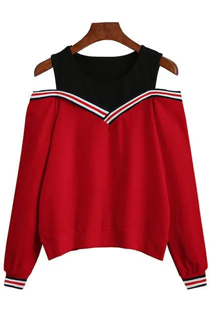 Women's Spring/Autumn Casual Long-Sleeved Off Shoulder Sweatshirt