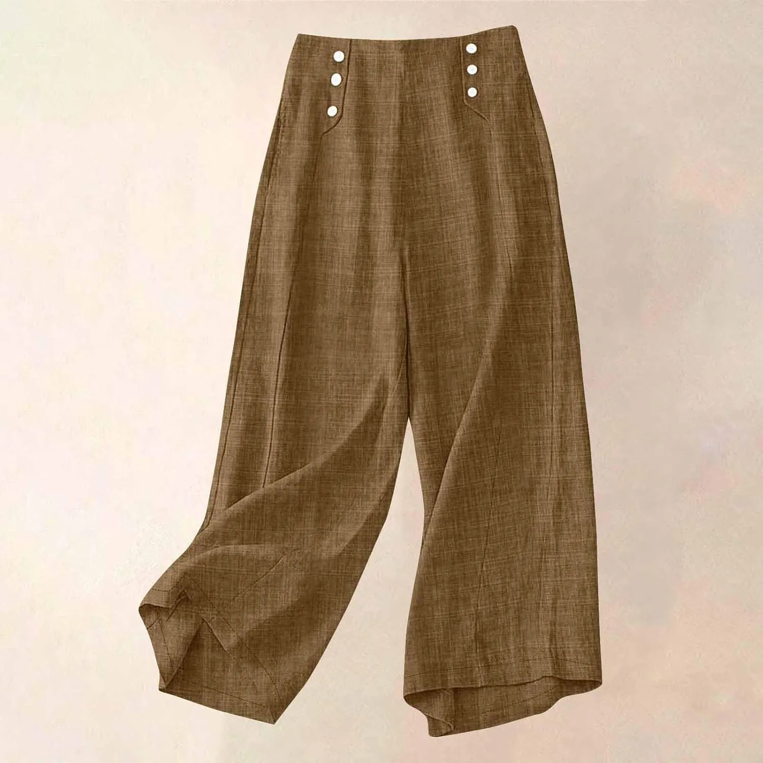 Womens Straight Wide Leg Pants with Pockets High Waisted Button Palazzo Trousers Casual Beach Travel Vacation Outfits