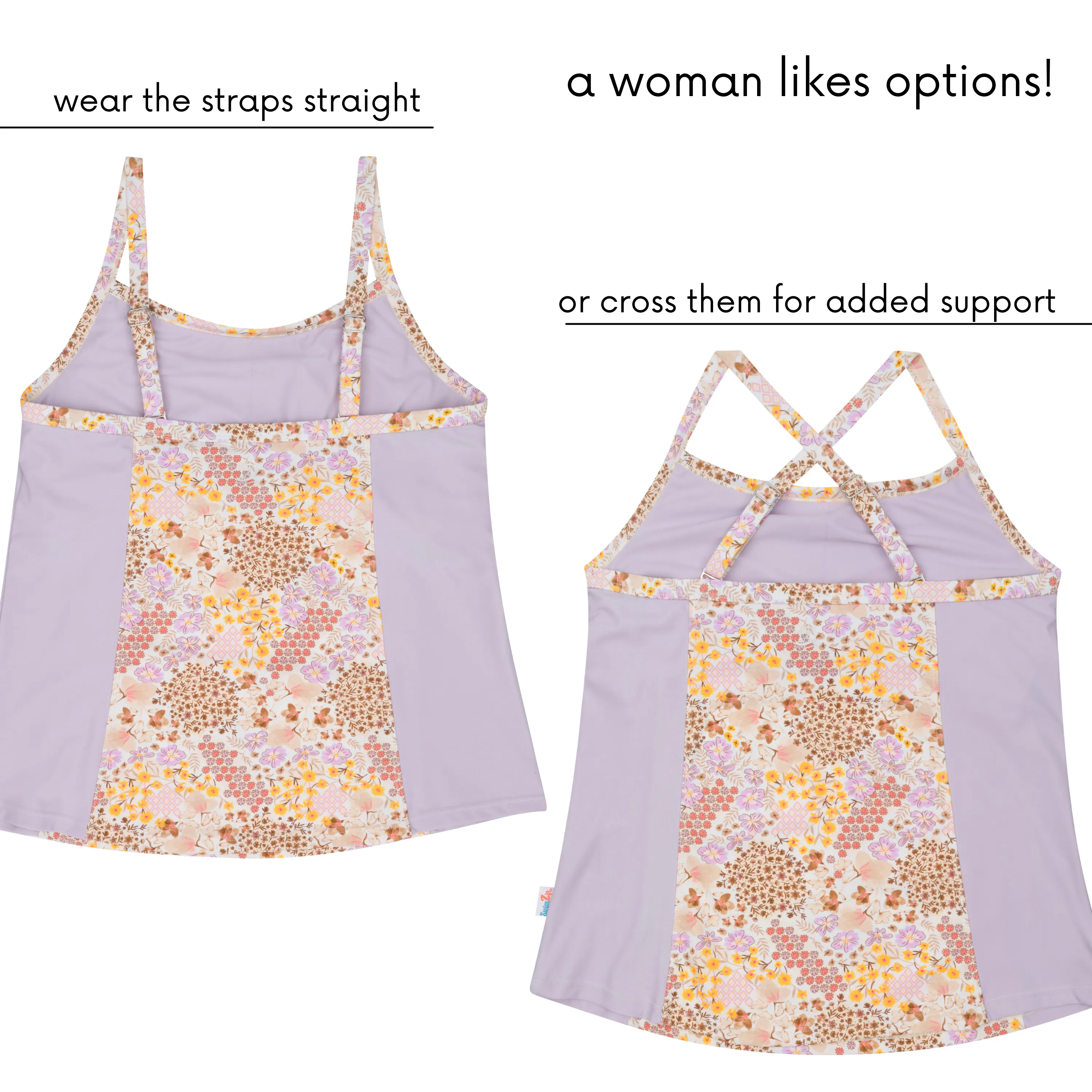 Women’s Strappy A-Line Tankini Top | “Meadows”