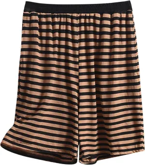 Women's Striped Pajama Shorts Soft Modal Pj's Bottoms Stylish Lounge Boxer Shorts for Sleep Gym Running with Pockets