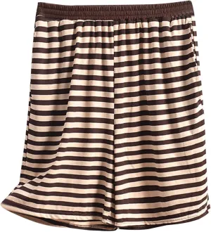 Women's Striped Pajama Shorts Soft Modal Pj's Bottoms Stylish Lounge Boxer Shorts for Sleep Gym Running with Pockets