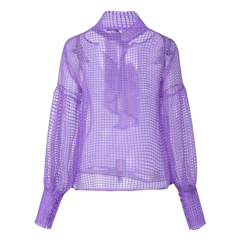 Women's Summer Casual Mesh O-Neck Loose Blouse