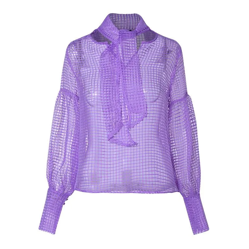 Women's Summer Casual Mesh O-Neck Loose Blouse