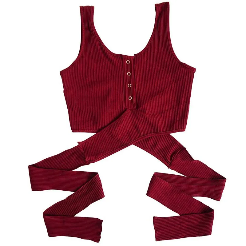 Women's Summer Cotton Wrap Stretch Lace-Up Crop Top With Bow