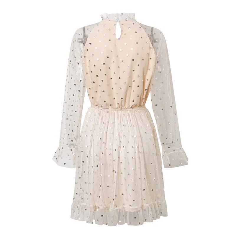 Women's Summer Mesh A-Line Patchwork High-Waist Dress