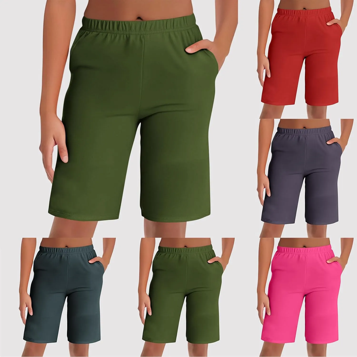 Women's Summer Soft Pajama Shorts Casual Elastic Waist Pj Bottoms Loose Sleepwear Lounge Bermuda Shorts with Pockets