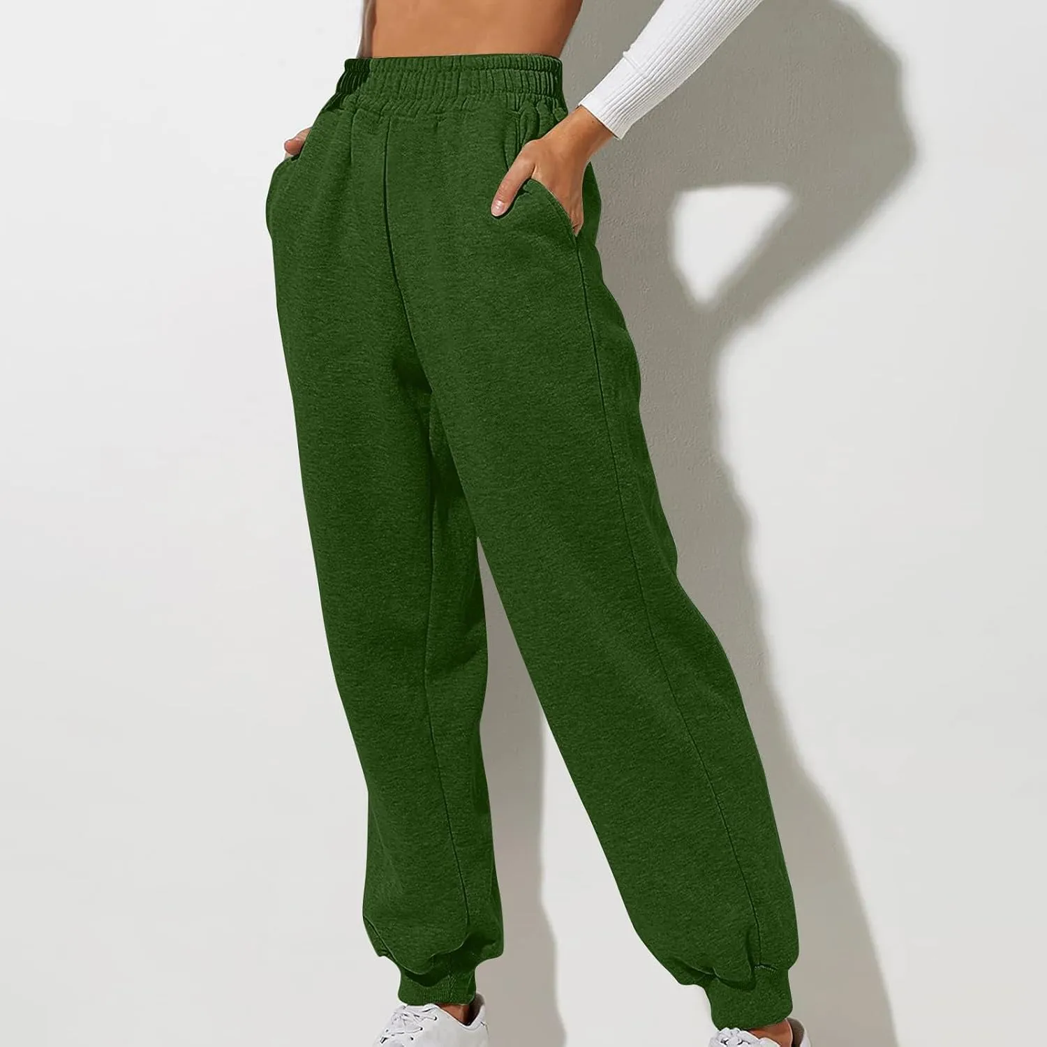 Women's Sweatpants Baggy Wide Leg Joggers High Elastic Waist Running Pants Lounge Cinch Bottom Trousers with Pockets