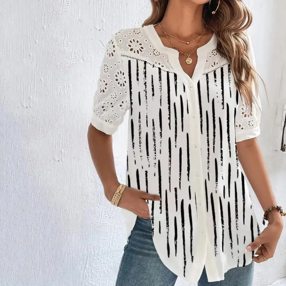 Women's Transparent Panel Fashion Designer Blouse T-Shirts (Plus Size)