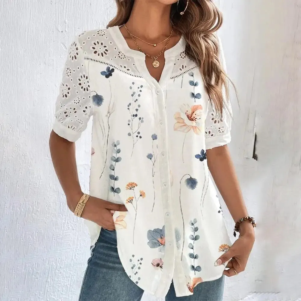 Women's Transparent Panel Fashion Designer Blouse T-Shirts (Plus Size)
